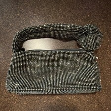 Gunne Sax by Jessica McClintock Silver Black Beaded Evening Bag