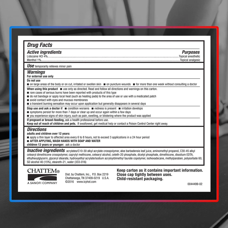 Crema para aliviar el dolor Icy Hot Max Strength con lidocaína más mentol, 2,7 onzas Foto 4 de 4