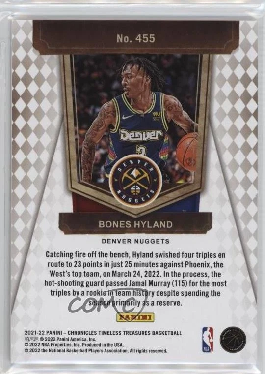 2021 Panini Chronicles Timeless Treasures Red /149 Bones Hyland #455 Rookie RC - Image 2 of 2