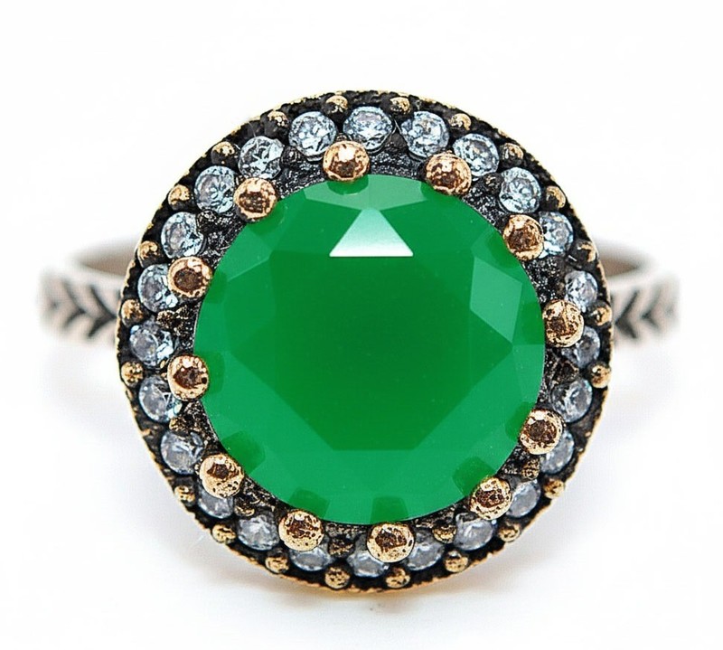 Ottoman 3CT Heat Treated Green Tourmaline 925 Sterling Silver Ring Sz 7.5 TT1-6