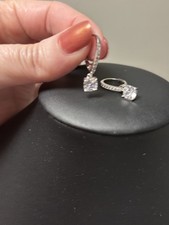 white cubic zirconia Over Sterling Silver Earrings Dangles