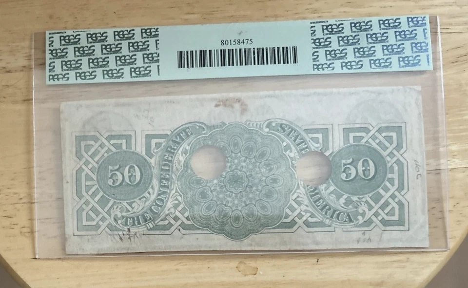 T-57 $50 1863 Confederate States Civil War Currency PCGS Extremely Fine 45 - Image 3 of 4