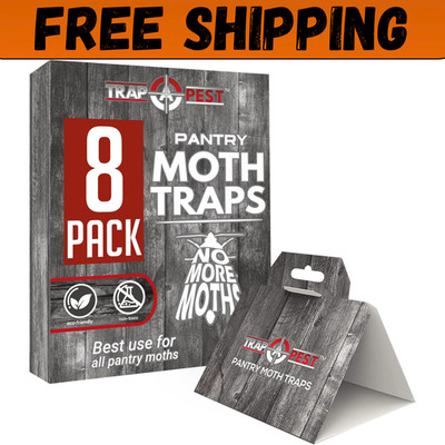 Pantry Moth Traps Safe Glue with Pheromones 8 Pack Effective Adhesive Non Toxic