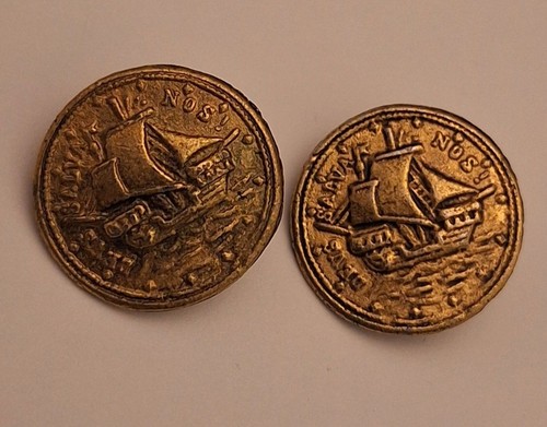 Georgian British Naval Buttons c.1770–1810 Ship & Latin Motto “Deus Nos Salva" 