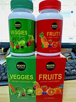 Veggies & Fruit Roots Naturals  Dietary Supplement  2 Bottle Combo (90 Capsule)