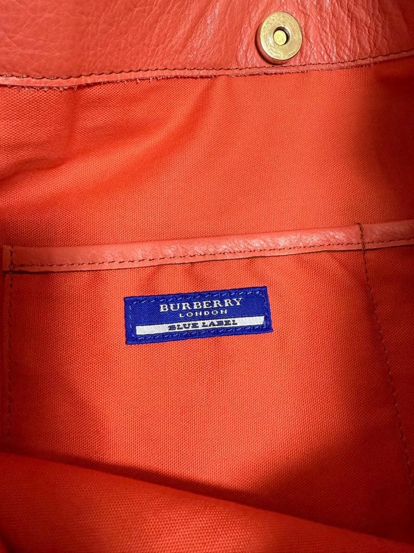 Burberry Blue Label Orange Leather Tote Bag Gold Logo Handbag Shoulder Bag New thumbnail 19