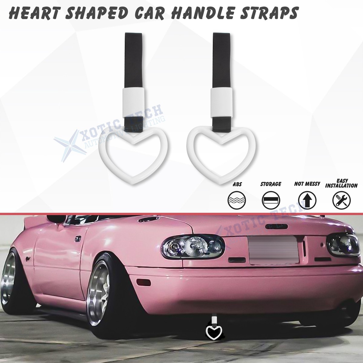 heart custom shape 6.3 ハル　スタビー　湘南手渡し歓迎 2X Rings Heart Shaped Handle Straps Drift Charm Decor For Cars