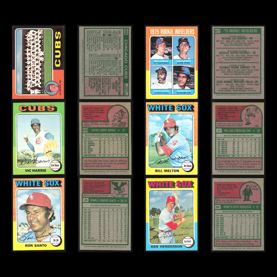 Lote de 50 tarjetas de béisbol vintage Topps 1975 en muy buen estado conjunto MLB colección de distribuidor a granel Foto 3 de 4