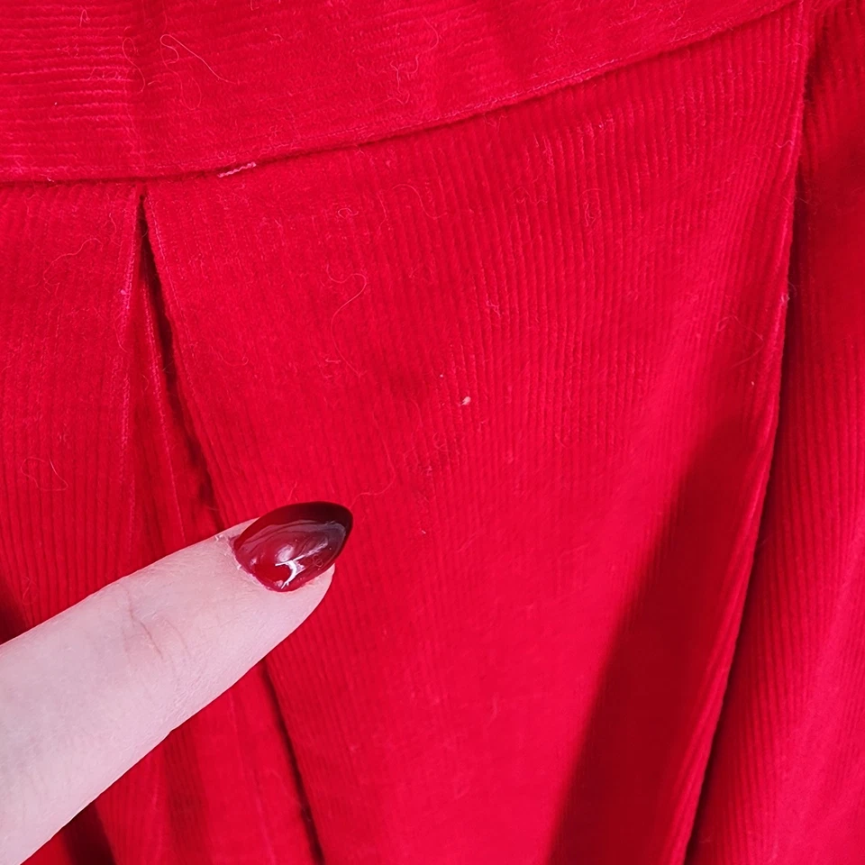 Vintage 90s Bass Corduroy Midi Skirt Sz 16 Western Country Cowgirl Christmas Red - Image 3 of 4