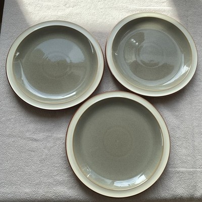 Three DENBY England FIRE SAGE (Green/Paprika ) Salad Plates 9    VGC Preowned