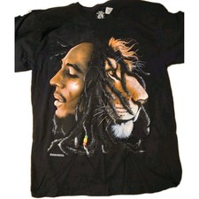 Bob Marley Profile Lion Rasta T Shirt Size Large Jamaica Collection Black
