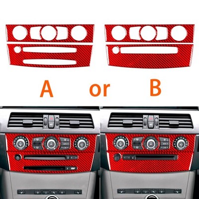 Red Carbon Fiber Center Console AC & CD Panel Cover For BMW 5 Series E60 2004-10