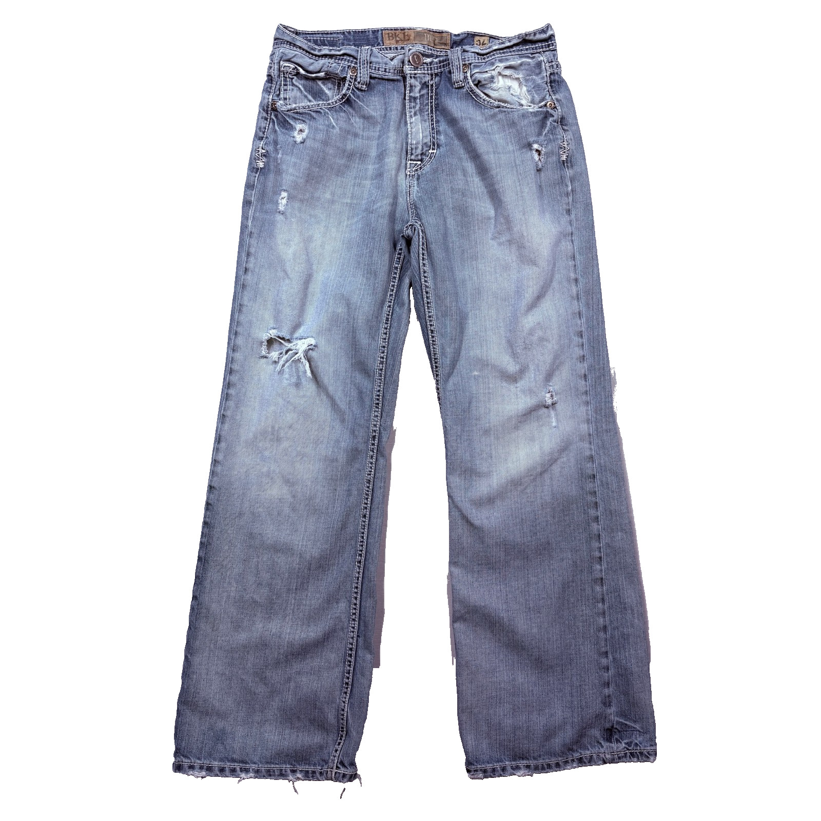 32x30 Blue Denim Heavy Distress Fade Y2k