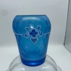 Fenton Celeste Blue Optic Diamond Coralene Vase. 90th Anniv. Artist Signed