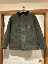 VTG Men's X-Large Carhartt Green Canvas Arctic Quilt Lined Jacket 14806 -1990's