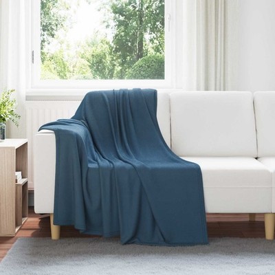 Wohndecke dunkelblau 130x170 cm Fleece leicht kuschelig Zuhause Luxus Überwurf