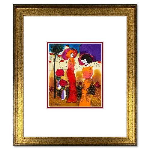 Moshe Leider, Framed Original Mixed Media Watercolor Painting, Hand Signed with