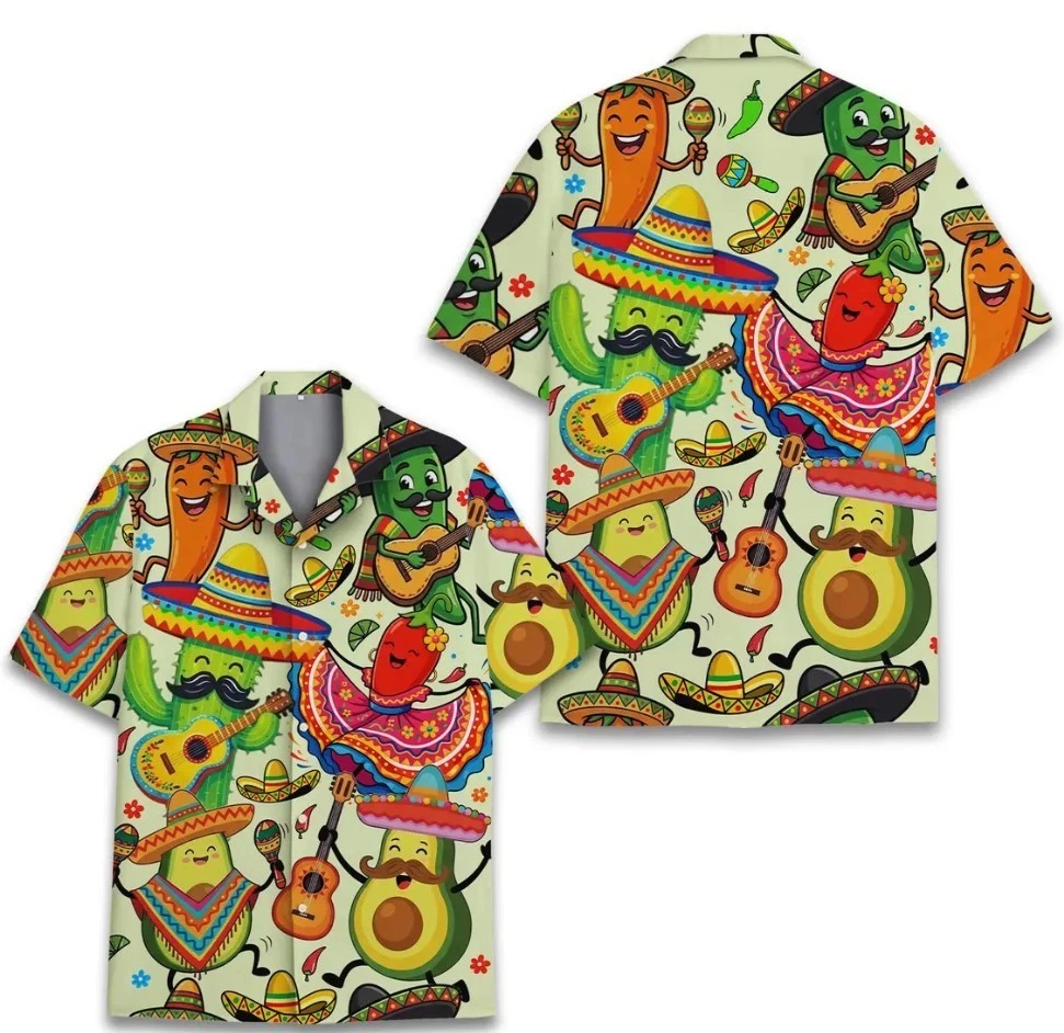 Cinco De Mayo Hawaiian Shirt Unisex, Funny Avocado Chili Fiesta Shirt