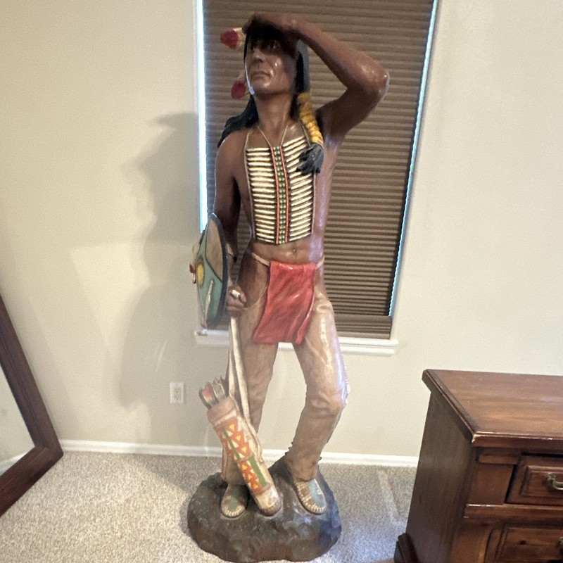 Universal Statuary 1980 Native American Man Resin Statue Painted Large Floor
