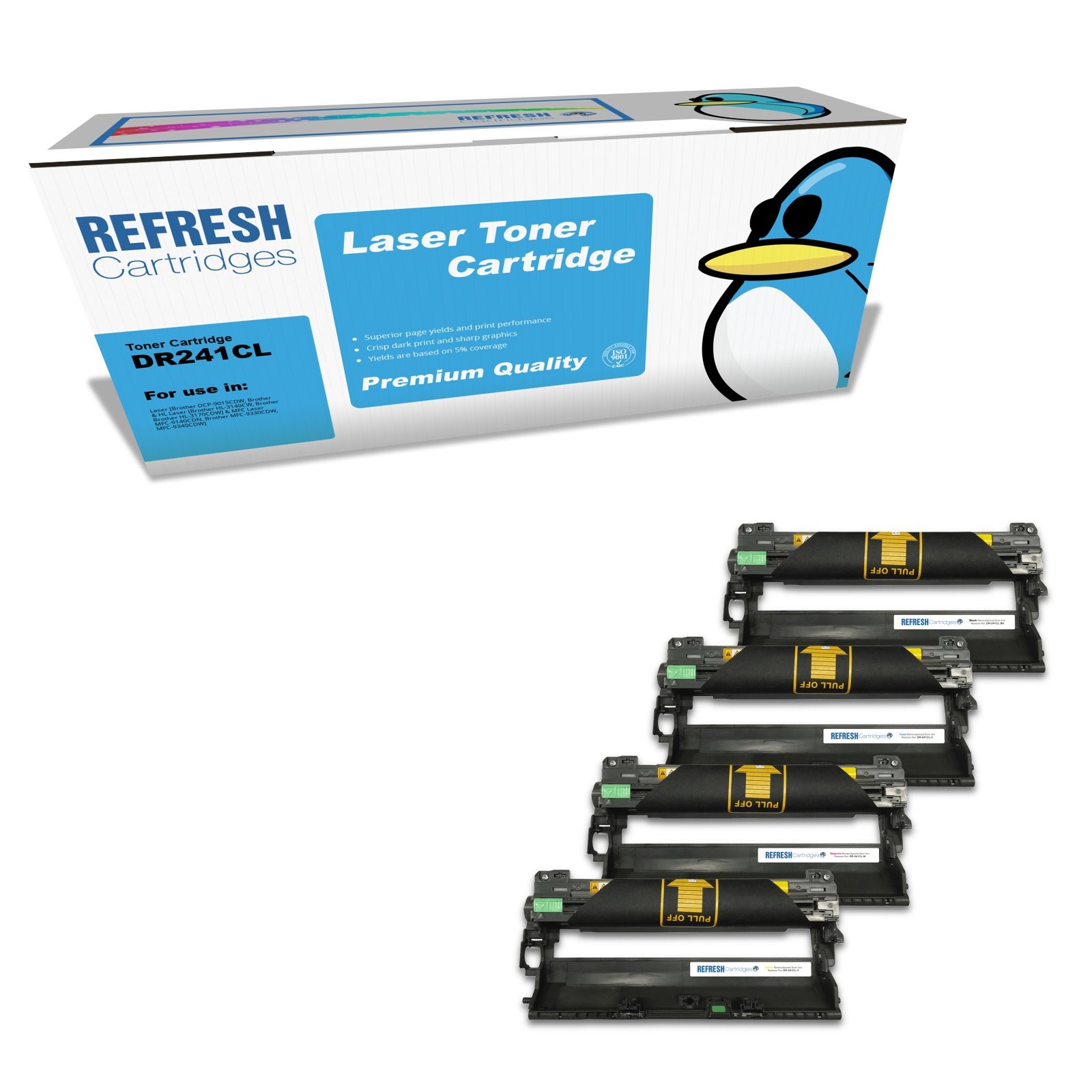 Refresh Cartridges Full Set Of Drum Unit DR241CL Compatible With Brother Printer
