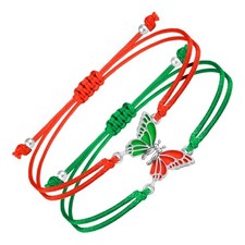 BFF Bracelets for 2-Butterfly Matching Bracelets Adjustable Red Green-mismatch