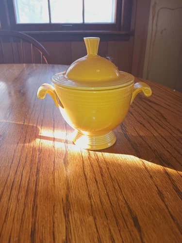 Vintage Yellow Fiesta Fiestaware Sugar Bowl with lid