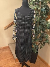 Anthropologie Maeve Polka Dot Floral Sawyer Balloon Sleeve Dress Size L