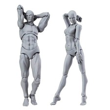 Haniforever Artists Manikin Art Mannequin 5-6 inches, Grey Male+female Set