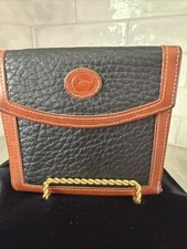 Vintage Dooney Bourke Leather Wallet Black ORGANIZER W/ Kiss Lock Coin