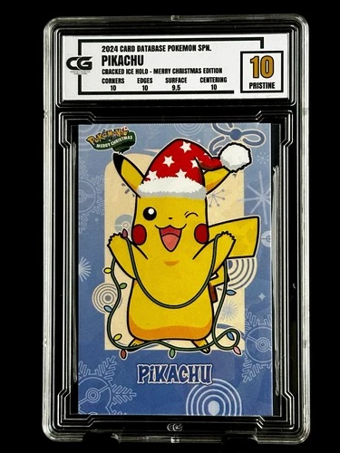 2024 Pokémon CG 10 Pristine PIKACHU Christmas Data TCG XMAS Holiday CGC PSA 6
