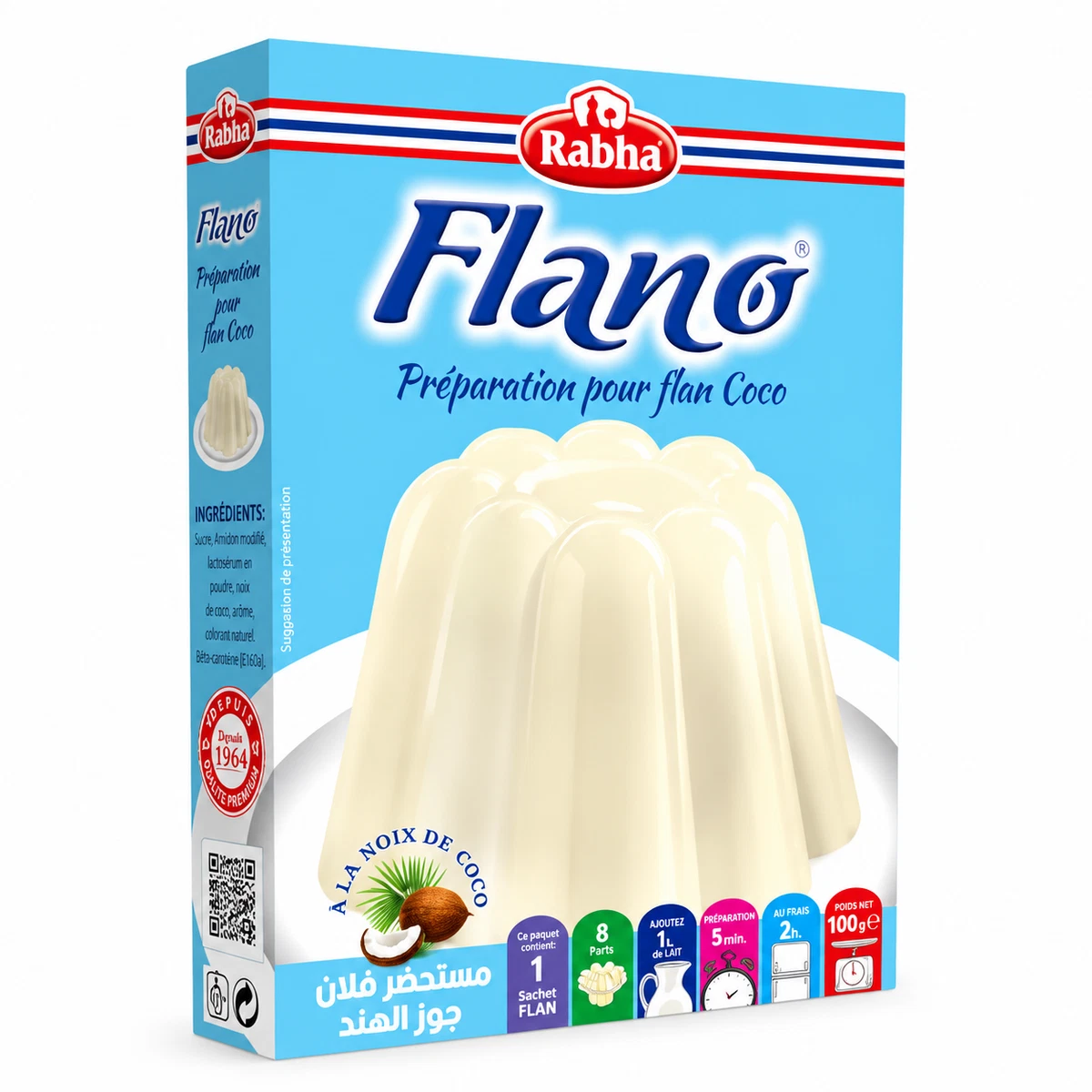 Rabha Coco Flan Zubereitung 100g - Dessert Geschmack Kokosnuss