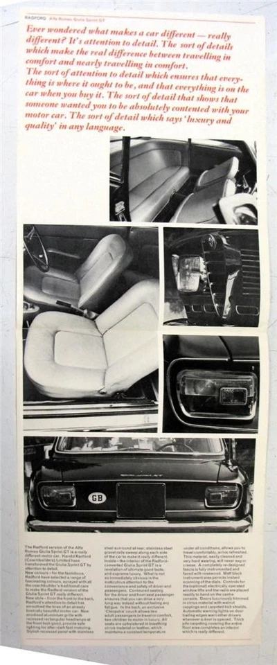 RADFORD Alfa Romeo Giulia Sprint GT Car Conversion Sales Brochure - Image 2 of 3