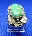 R22 EY Sterling NAVAJO Ring 925 Silver size 10 Vintage Green Turquoise
