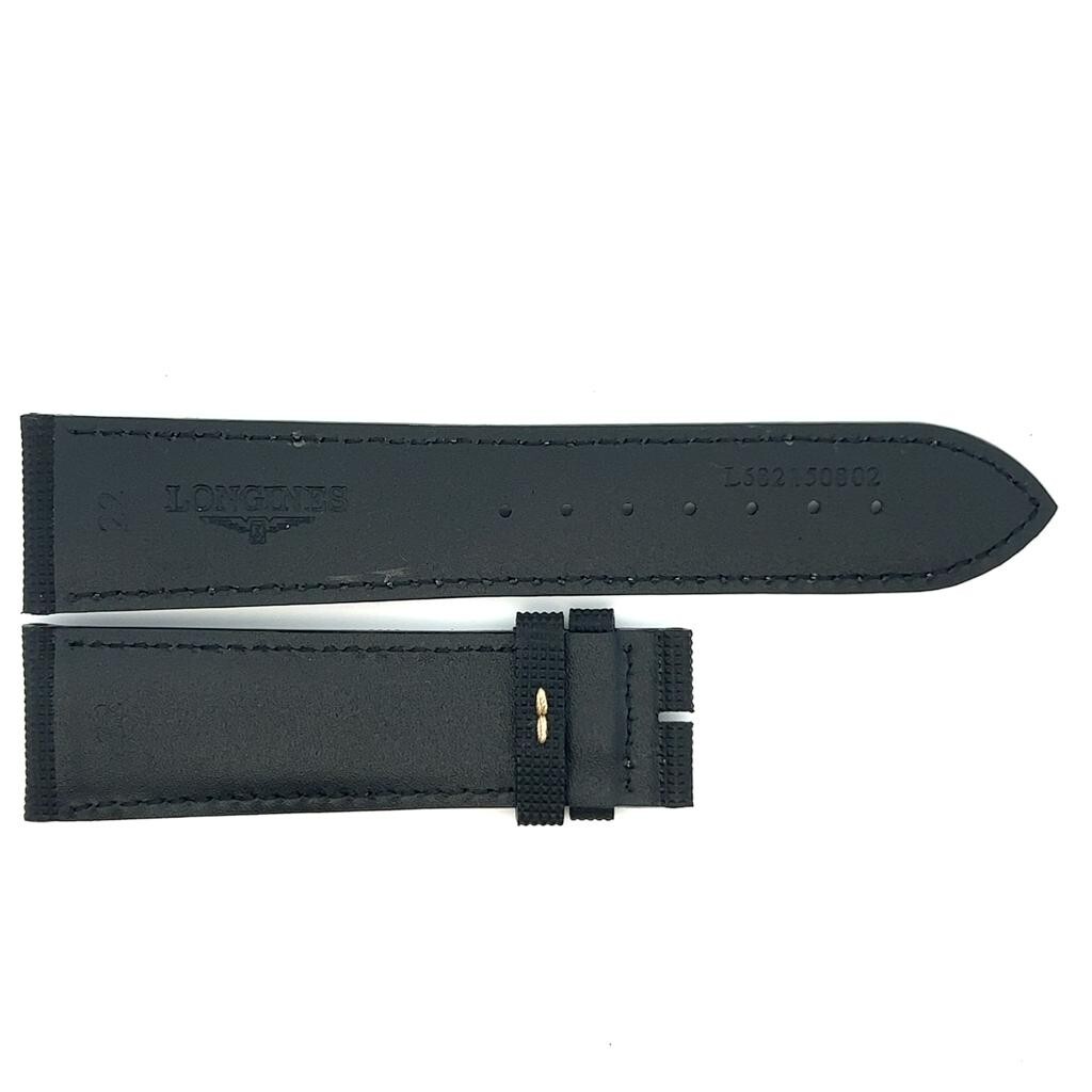 LONGINES SSベルト ラグ幅20mm Longines 22mm x 20mm Black Fabric White Stripes Watch Band Strap