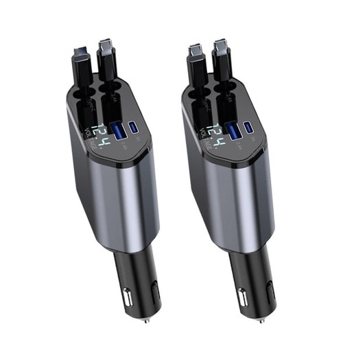Chargeur Téléphone Voiture Rapide 120W 4 en 1 Câble Rétractable Projection avec Lumière R5C5 - Photo 2 sur 14