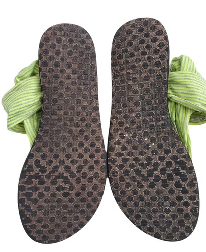 Sanuk Yoga Sling Sandal Women's 11 Green Striped Fabric Soft Cushioned Comfort - Afbeelding 4 van 5