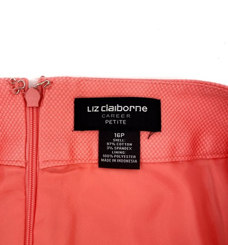 Liz Claiborne Career Petites Pencil Skirt Women’s Size 16P Coral Pique Lined NEW - Picture 5 of 9