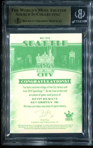 BGS 9.5 2015 Sportkings Kings of the City Jersey Kevin Durant Ken Griffey Jr /25 - 第 2/2 張圖片