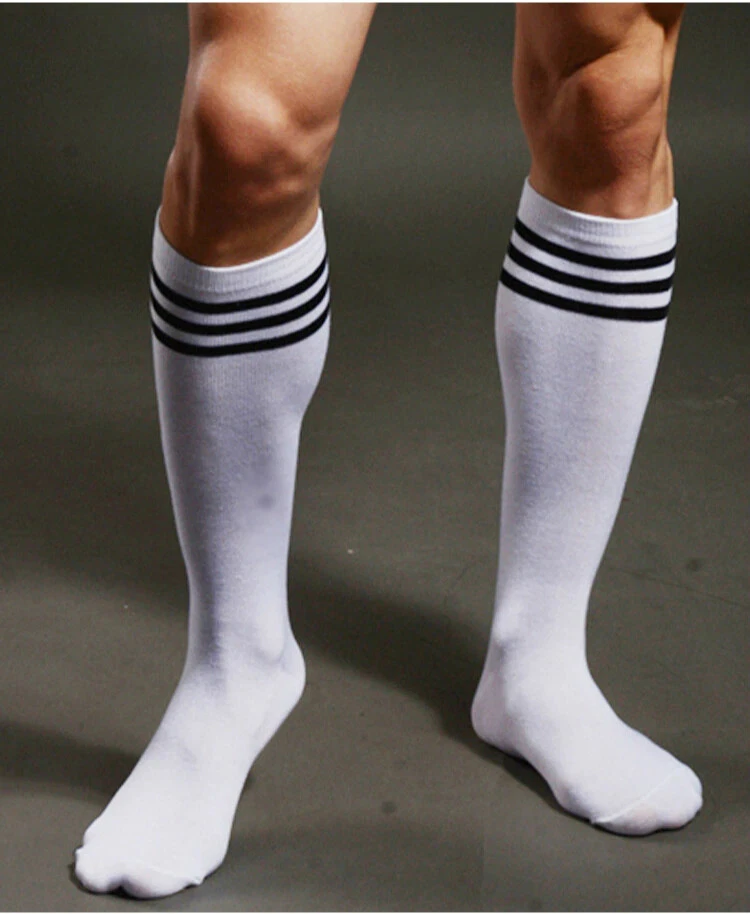 Sports Athletic Black and White High Socks Men Team Soccer Dancer Jock