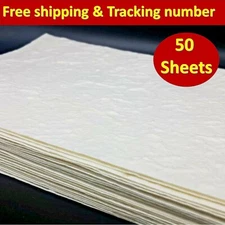 50xA5 Mulberry Paper Sheet White Handmade Natural Card Invitation Craft