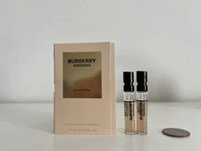 2x Burberry Goddess Eau de Parfum EDP Sample Spray .05oz, 1.5ml Each New in Card