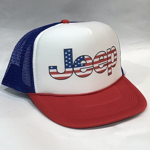 Jeep Trucker Hat Vintage 80’s Style Mesh Back Snapback Cap! RWB American Flag - Picture 1 of 3