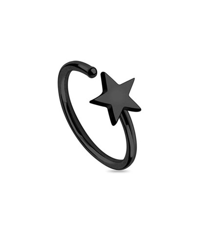 Titanium IP Surgical Steel Seamless Annealed Nose Ring Hoop Star 5/16" 20G - Picture 2 of 5