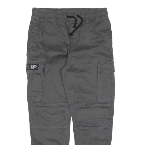 H&M Cargo Boys Trousers Grey Regular Tapered W29 L24 - Picture 2 of 6