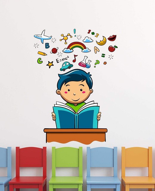 Kids Book Reading Wall Stickers Vinyl Decal Mural Home Decor Removable
