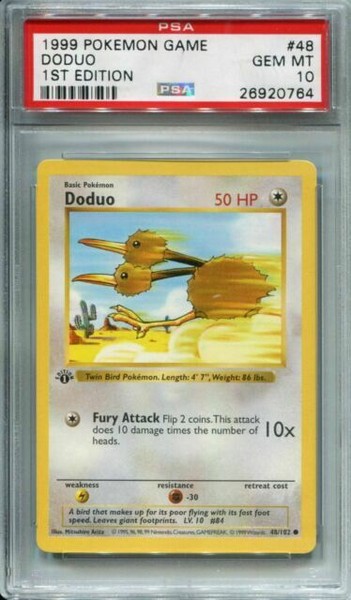 Pokemon Base Set 1st Edition Shadowless Card 48 Doduo Psa 10 For Sale Online Ebay