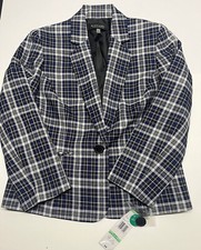 Women's Black Label by Evan-Picone Blue and Gray Blazer Jacket Size 8