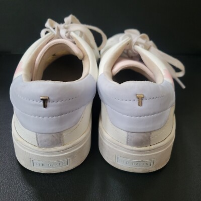 Ted Baker Womens US 10.5 White Leather Sneakers Trainers
