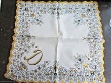 TRUE Vintage CAROL STANLEY Handkerchief  INITIAL GOLD BORDER NEW OLD STOCK 34 