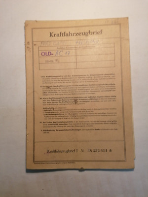 Ford Capri 1 1969 KFZ Fahrzeugbrief title registration carte grise matriculation